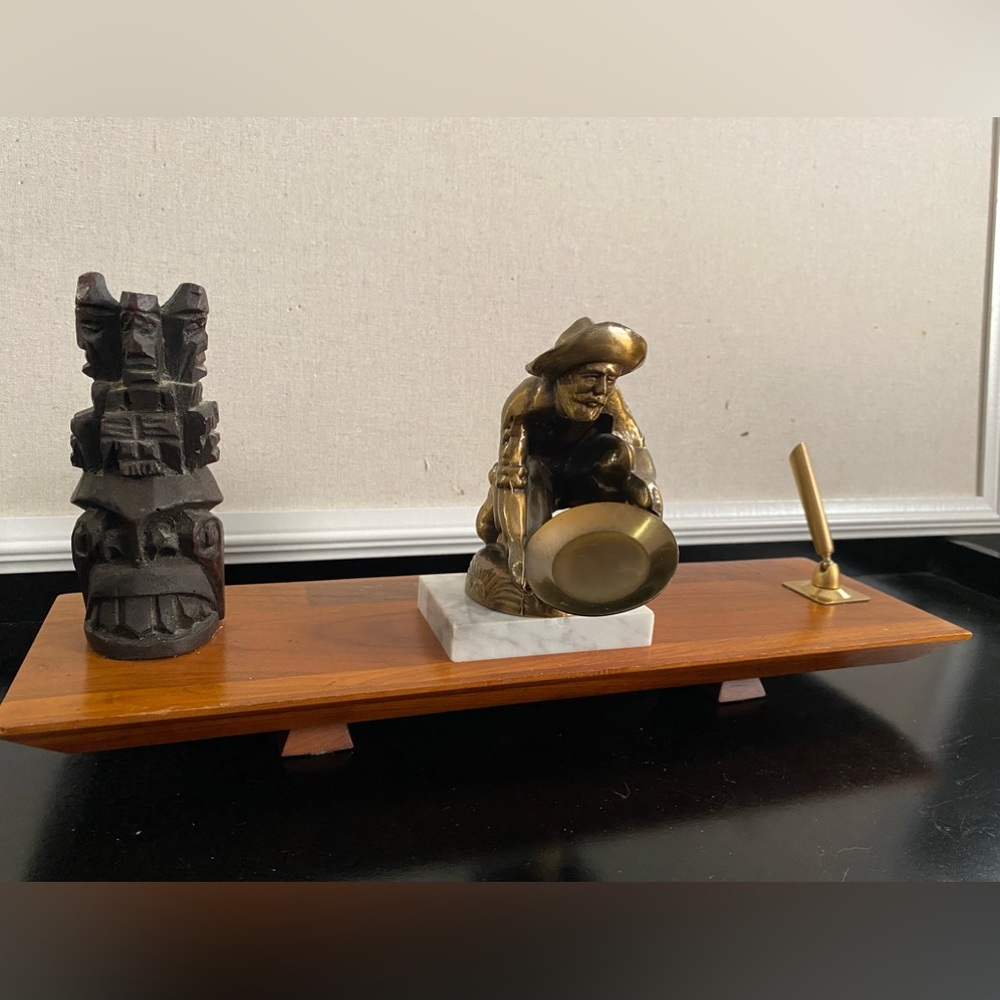 Alaskan Brass Miner Figurine on Marble Base - Gold Finish Home Art